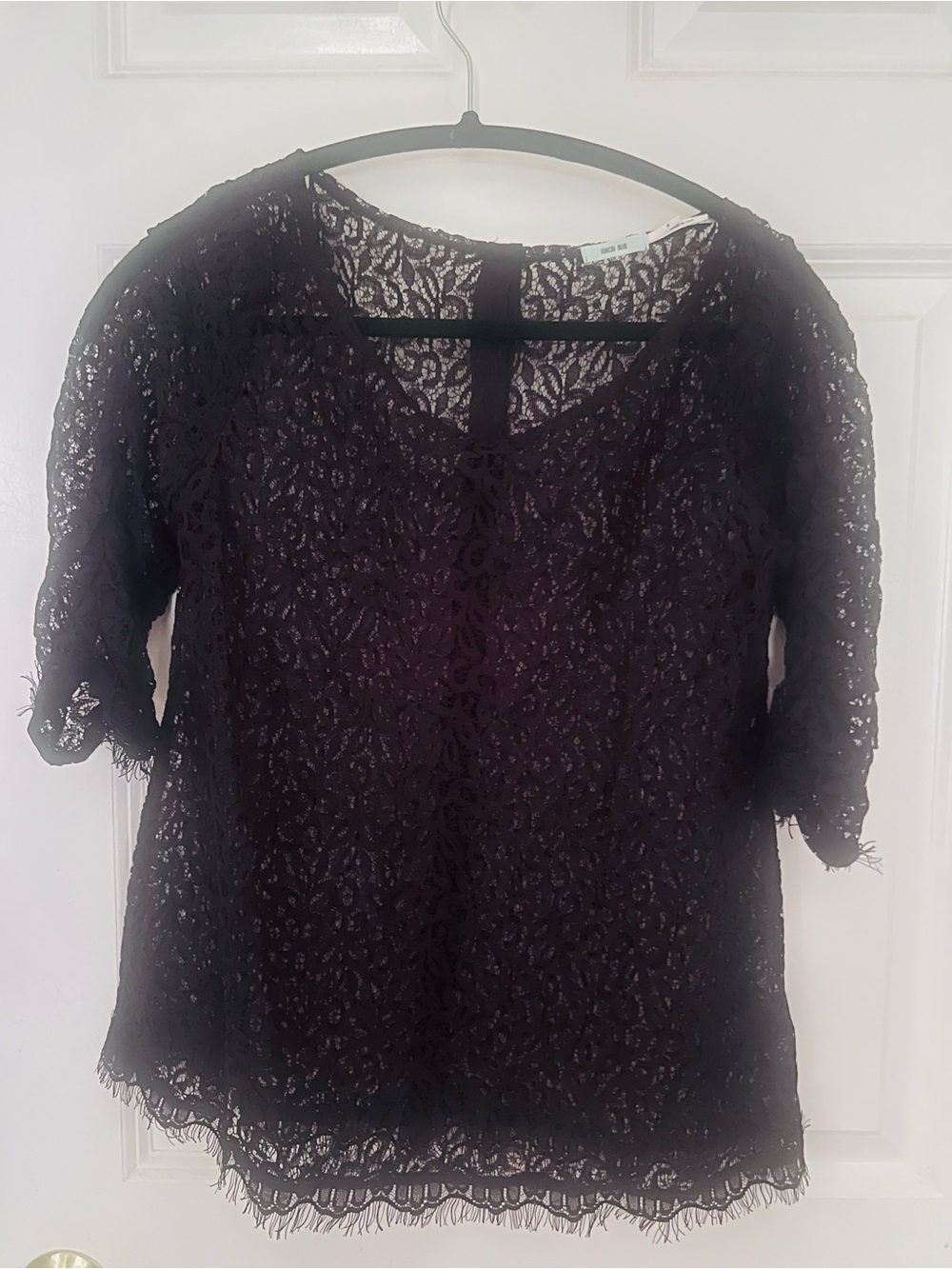 Women's Lace Overlay Blouse - Black